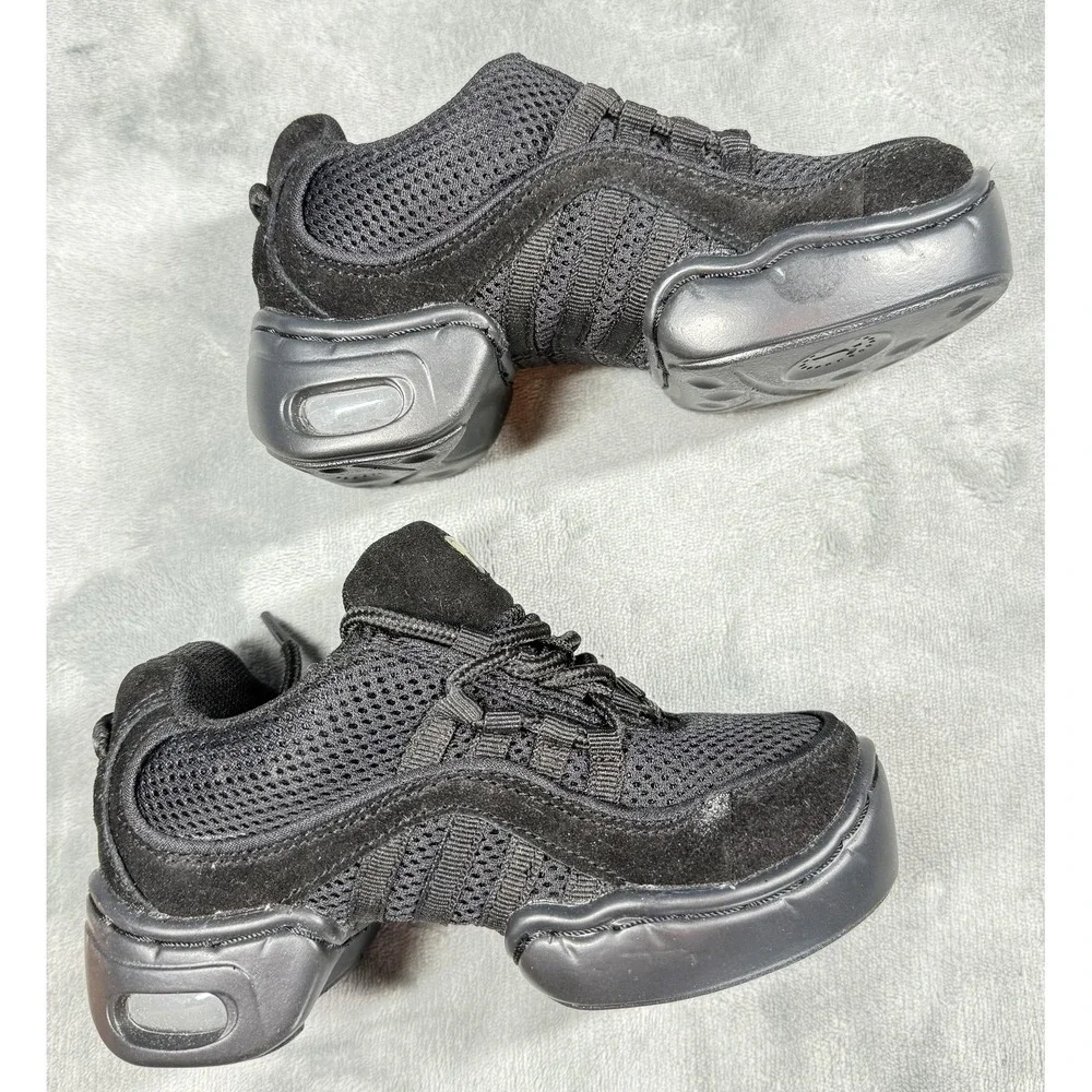 Revolution Dancewear Shoes Kids Size 1 Black Mesh Leather Dance‎ Sneakers 991